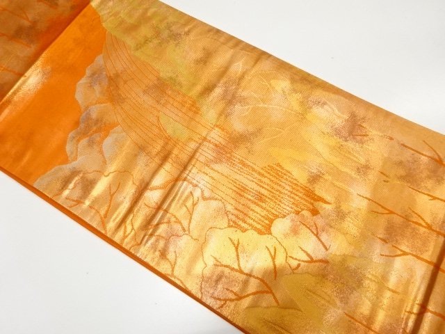 JAPANESE KIMONO / WATERFALL LANDSCAPE PATTERN WEAVING FUKURO OBI
